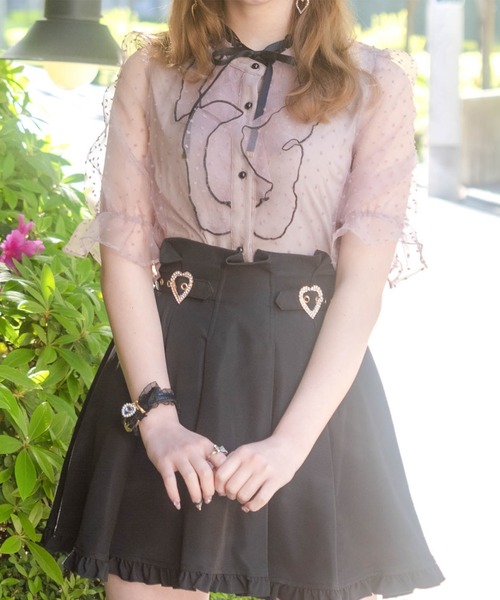 ROJITA（ロジータ）の「前立てラッフルシアードットブラウス（シャツ/ブラウス・レディース・ホワイト/ブラック/ピンク・FREE）」の5枚目の写真