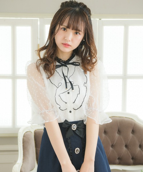 ROJITA（ロジータ）の「前立てラッフルシアードットブラウス（シャツ/ブラウス・レディース・ホワイト/ブラック/ピンク・FREE）」の18枚目の写真