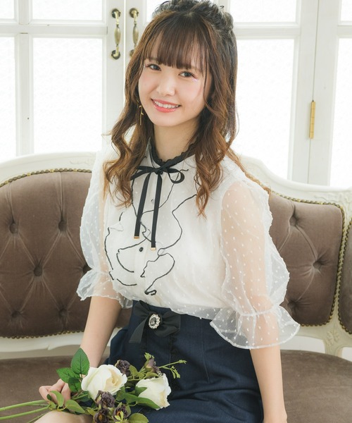 ROJITA（ロジータ）の「前立てラッフルシアードットブラウス（シャツ/ブラウス・レディース・ホワイト/ブラック/ピンク・FREE）」の11枚目の写真