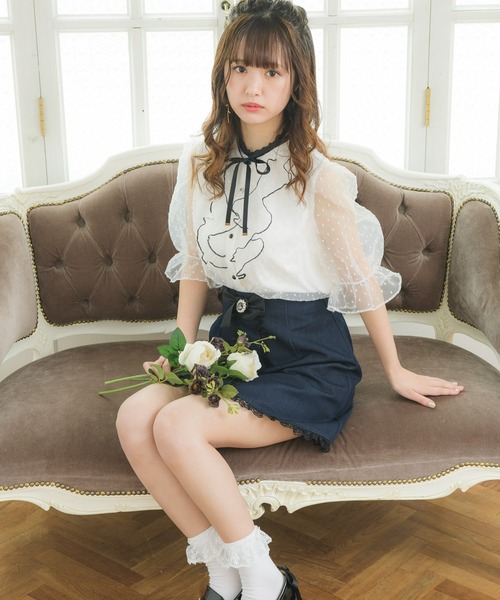 ROJITA（ロジータ）の「前立てラッフルシアードットブラウス（シャツ/ブラウス・レディース・ホワイト/ブラック/ピンク・FREE）」の8枚目の写真