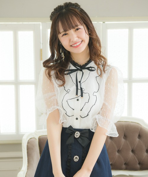 ROJITA（ロジータ）の「前立てラッフルシアードットブラウス（シャツ/ブラウス・レディース・ホワイト/ブラック/ピンク・FREE）」の10枚目の写真