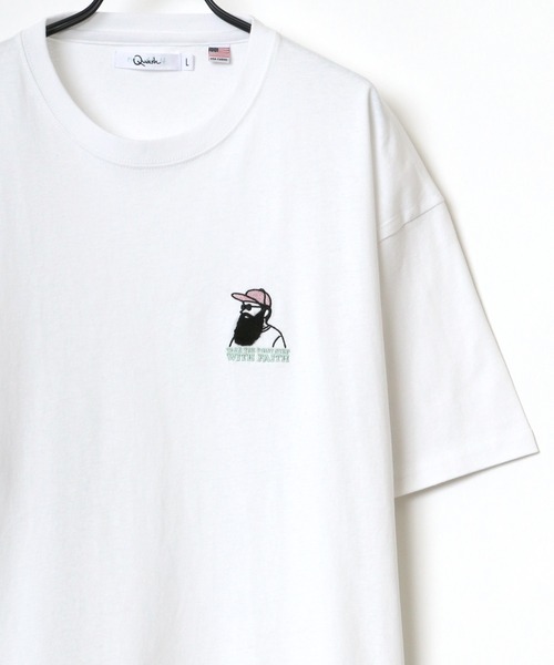 Lazar(ラザル)の「Uncle Beard ワンポイント サガラ 刺繍 USAコットン ビッグシルエット Tシャツ(Tシャツ/カットソー・メンズ・ホワイト/ブルー/グリーン/ライトグリーン/ホワイト系その他/スミクロ/ホワイト系その他2/ホワイト系その他3・M/L)」の3枚目の写真