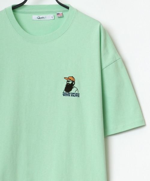 Lazar(ラザル)の「Uncle Beard ワンポイント サガラ 刺繍 USAコットン ビッグシルエット Tシャツ(Tシャツ/カットソー・メンズ・ホワイト/ブルー/グリーン/ライトグリーン/ホワイト系その他/スミクロ/ホワイト系その他2/ホワイト系その他3・M/L)」の2枚目の写真