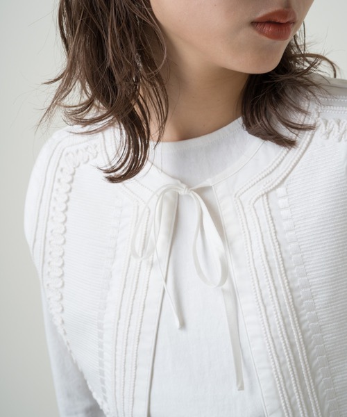 Kastane（カスタネ）の「コード刺繍フラップベスト（ベスト・レディース・ブラック/オフホワイト・FREE）」の6枚目の写真