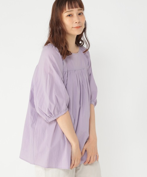 studio CLIP（スタディオクリップ）の「デザインカラーブラウス（シャツ/ブラウス・レディース・ホワイト/ピンク/グリーン/ラベンダー・FREE）」の4枚目の写真