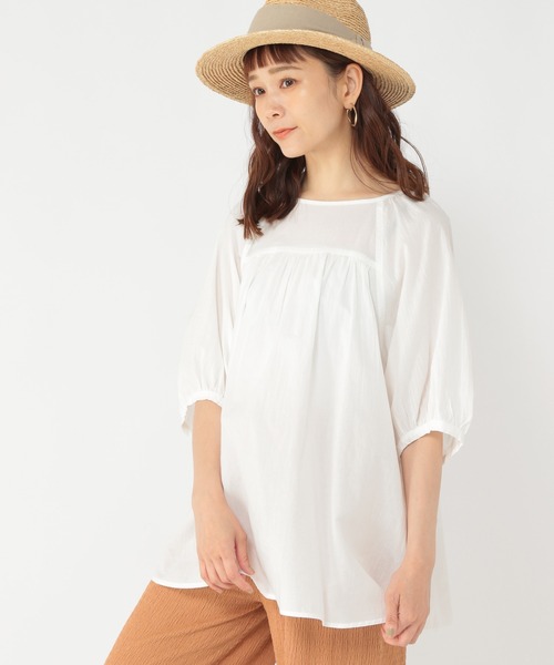 studio CLIP（スタディオクリップ）の「デザインカラーブラウス（シャツ/ブラウス・レディース・ホワイト/ピンク/グリーン/ラベンダー・FREE）」の2枚目の写真