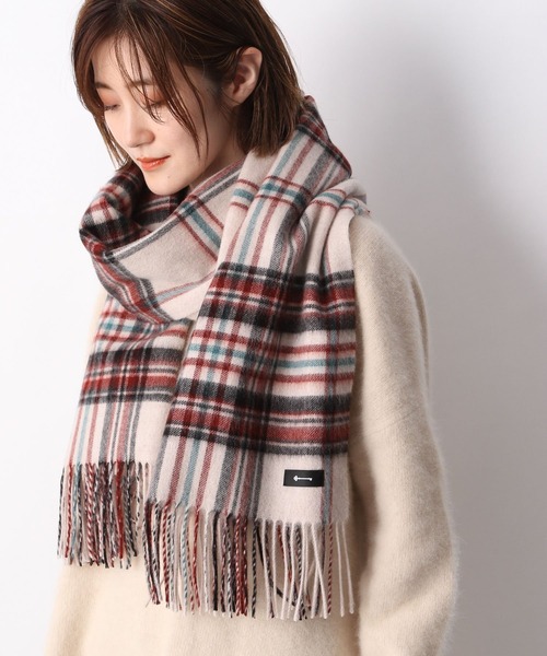 A part by（アパートバイ）の「カシミヤWチェックストール　953289（ストール/ショール・レディース・アイボリー/ブラック・FREE）」の11枚目の写真