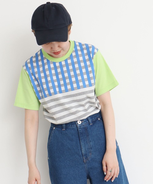 40 天竺 チェックプリント ボーダーｔシャツ Tシャツ カットソー I Am I In Fact アイアムアイインファクト のファッション通販 Zozotown