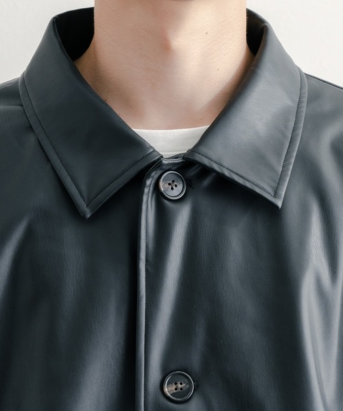 epnok(エプノック)の「シンセティックレザーショートブルゾン(ブルゾン・メンズ・ブラック・SMALL/MEDIUM/LARGE)」の16枚目の写真