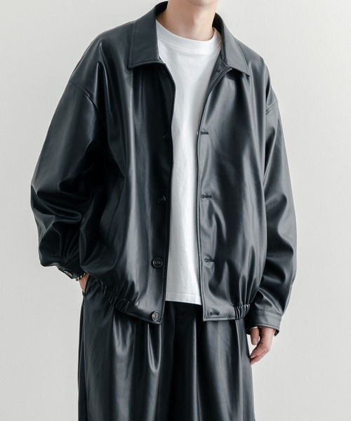 epnok(エプノック)の「シンセティックレザーショートブルゾン(ブルゾン・メンズ・ブラック・SMALL/MEDIUM/LARGE)」の3枚目の写真