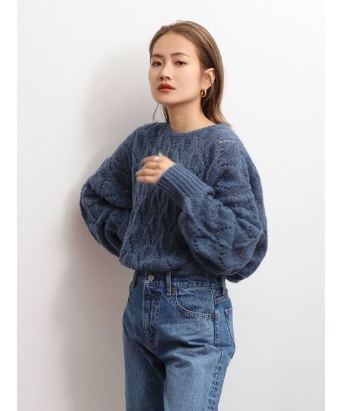 Ungrid（アングリッド）の「透かし編みルーズニット（ニット/セーター・レディース・ベージュ/ブルー/オレンジ・FREE）」の5枚目の写真