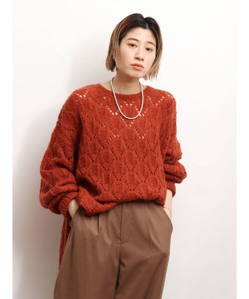 Ungrid（アングリッド）の「透かし編みルーズニット（ニット/セーター・レディース・ベージュ/ブルー/オレンジ・FREE）」の10枚目の写真