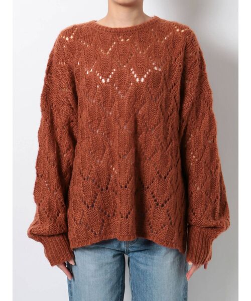 Ungrid（アングリッド）の「透かし編みルーズニット（ニット/セーター・レディース・ベージュ/ブルー/オレンジ・FREE）」の13枚目の写真