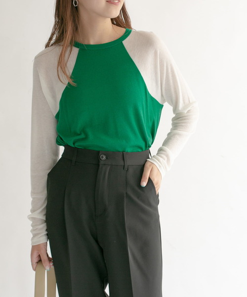 KBF（ケイビーエフ）の「ウール混ラグランTシャツ（Tシャツ/カットソー・レディース・ブラック系その他/ベージュ系その他/グリーン系その他・ONE）」の3枚目の写真