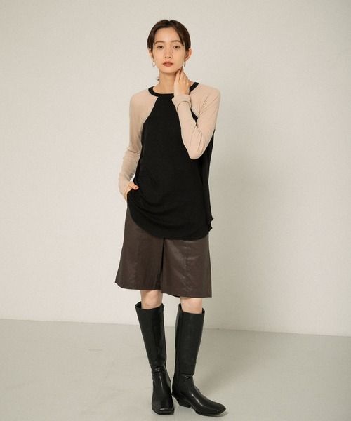 KBF（ケイビーエフ）の「ウール混ラグランTシャツ（Tシャツ/カットソー・レディース・ブラック系その他/ベージュ系その他/グリーン系その他・ONE）」の18枚目の写真