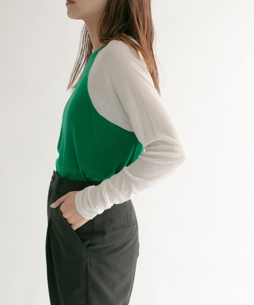 KBF（ケイビーエフ）の「ウール混ラグランTシャツ（Tシャツ/カットソー・レディース・ブラック系その他/ベージュ系その他/グリーン系その他・ONE）」の4枚目の写真