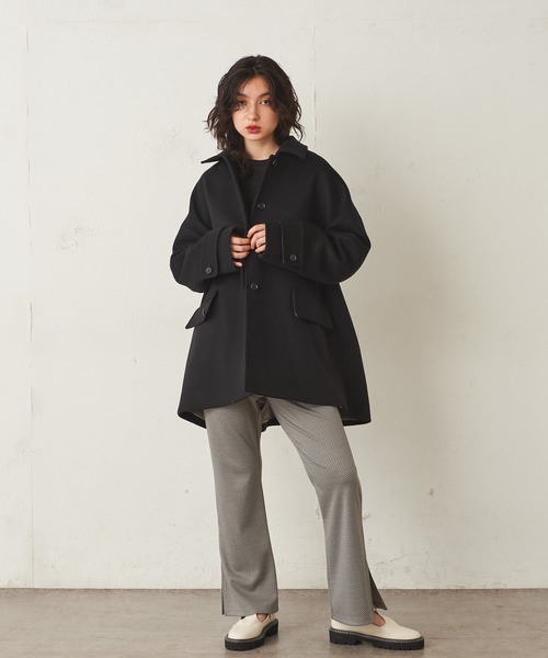 Lui's(ルイス)の「メルトンミドルステンカラーコート(ステンカラーコート・レディース・ブラック/グレー/グリーン・FREE)」の7枚目の写真