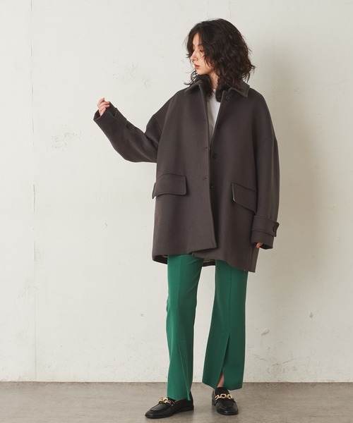 Lui's(ルイス)の「メルトンミドルステンカラーコート(ステンカラーコート・レディース・ブラック/グレー/グリーン・FREE)」の4枚目の写真