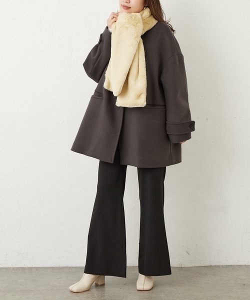 Lui's(ルイス)の「メルトンミドルステンカラーコート(ステンカラーコート・レディース・ブラック/グレー/グリーン・FREE)」の6枚目の写真