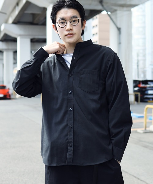 air tokyo sellection(エアートウキョウセレクション)の「ポリラミー バンドカラー シャツ(シャツ/ブラウス・メンズ・ブラック/ホワイト/カーキ/ネイビー/ベージュ・LARGE/MEDIUM)」の3枚目の写真