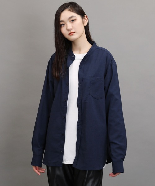 air tokyo sellection(エアートウキョウセレクション)の「ポリラミー バンドカラー シャツ(シャツ/ブラウス・メンズ・ブラック/ホワイト/カーキ/ネイビー/ベージュ・LARGE/MEDIUM)」の20枚目の写真