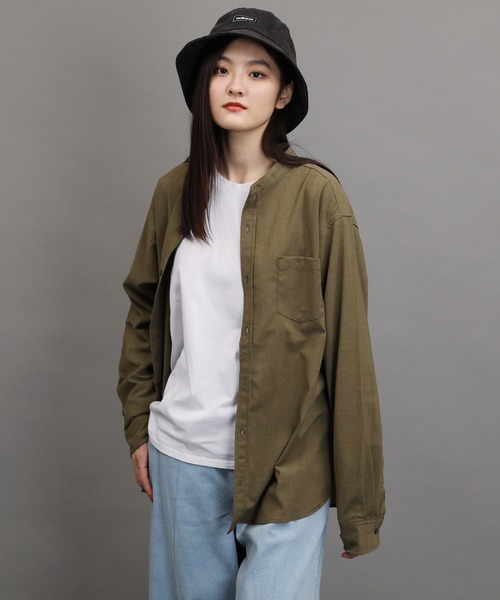 air tokyo sellection(エアートウキョウセレクション)の「ポリラミー バンドカラー シャツ(シャツ/ブラウス・メンズ・ブラック/ホワイト/カーキ/ネイビー/ベージュ・LARGE/MEDIUM)」の17枚目の写真
