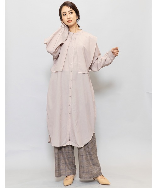 mili an deni(ミリアンデニ)の「サイドリボンケープカラーシャツワンピース(シャツワンピース・レディース・ブラック/アッシュグレー・M)」の1枚目の写真