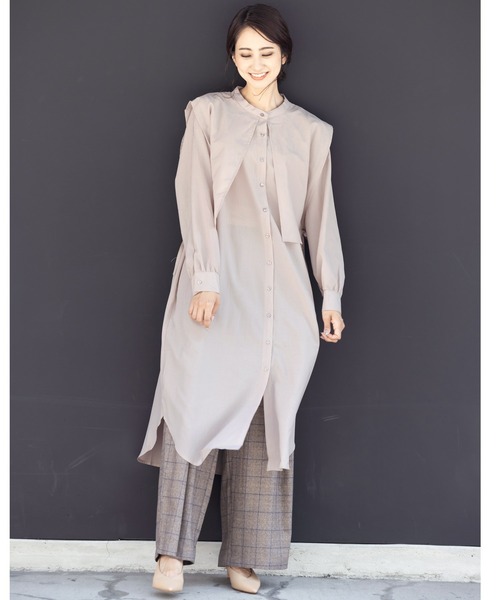 mili an deni(ミリアンデニ)の「サイドリボンケープカラーシャツワンピース(シャツワンピース・レディース・ブラック/アッシュグレー・M)」の12枚目の写真