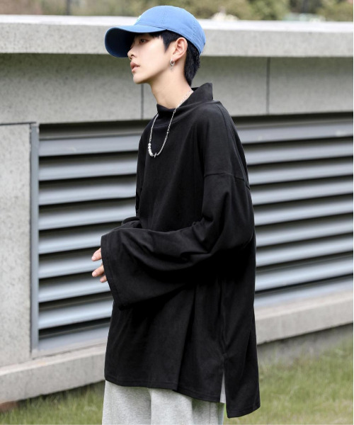 neos（ネオス）の「【neos -addictive design-】ビックシルエット モックネック ロングスリーブ カットソー（Tシャツ/カットソー・メンズ・モカ/ブラック/ライトグレー・MEDIUM/LARGE）」の6枚目の写真