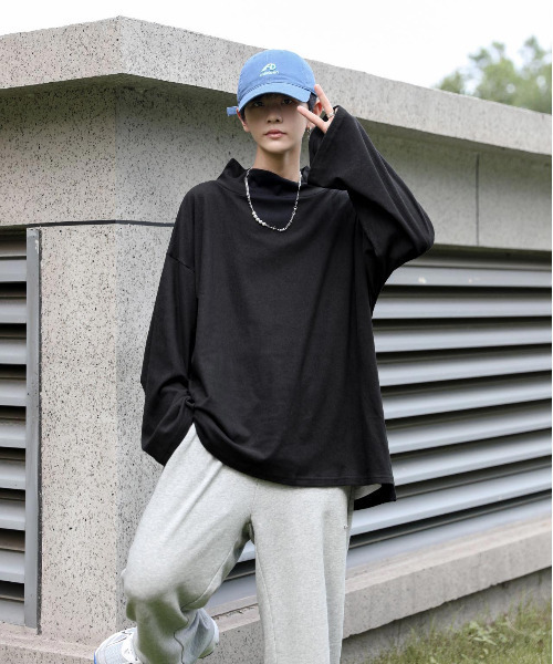 neos（ネオス）の「【neos -addictive design-】ビックシルエット モックネック ロングスリーブ カットソー（Tシャツ/カットソー・メンズ・モカ/ブラック/ライトグレー・MEDIUM/LARGE）」の15枚目の写真