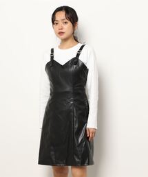 ANDGEEBEE | フェイクレザージャンスカ(ジャンパースカート)