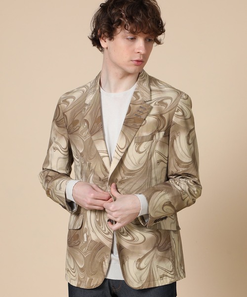 ランバンオンブルー16SS クールドッツ ストレッチ テーラードジャケット 48 ランバンオンブルー16SS クールドッツ ストレッチ テーラード