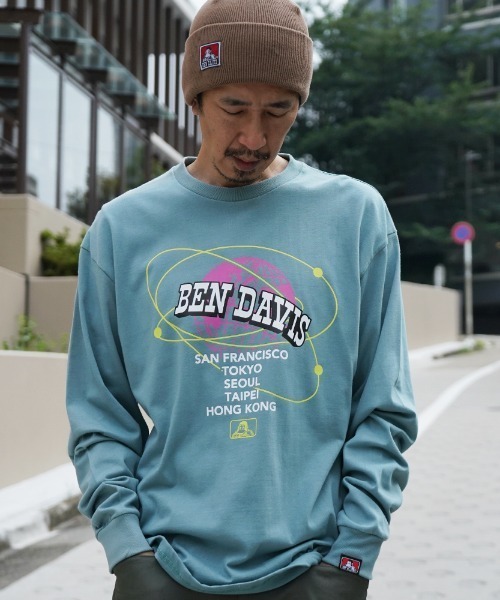 BEN DAVIS（ベンデイビス）の「《BEN DAVIS》 PRINT LONG SLEEVE（Tシャツ/カットソー・メンズ・ブラック/ベージュ系/ホワイト/ミント・MEDIUM/LARGE/SMALL/X-LARGE）」の4枚目の写真