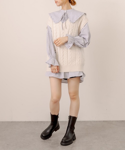 OLIVE des OLIVE（オリーブデオリーブ）の「Ｂｉｇベスト（ベスト・レディース・ブラウン/ミント/ラベンダー/アイボリー・FREE）」の12枚目の写真