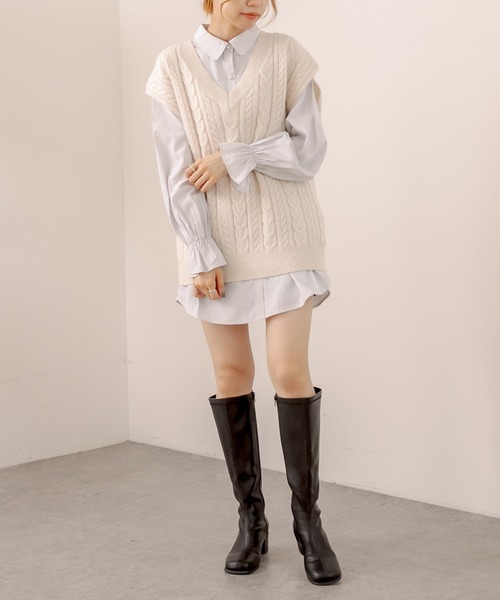 OLIVE des OLIVE（オリーブデオリーブ）の「Ｂｉｇベスト（ベスト・レディース・ブラウン/ミント/ラベンダー/アイボリー・FREE）」の18枚目の写真