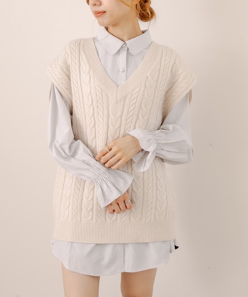 OLIVE des OLIVE（オリーブデオリーブ）の「Ｂｉｇベスト（ベスト・レディース・ブラウン/ミント/ラベンダー/アイボリー・FREE）」の19枚目の写真