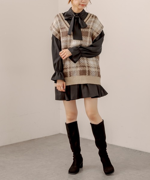 OLIVE des OLIVE（オリーブデオリーブ）の「Ｂｉｇベスト（ベスト・レディース・ブラウン/ミント/ラベンダー/アイボリー・FREE）」の21枚目の写真