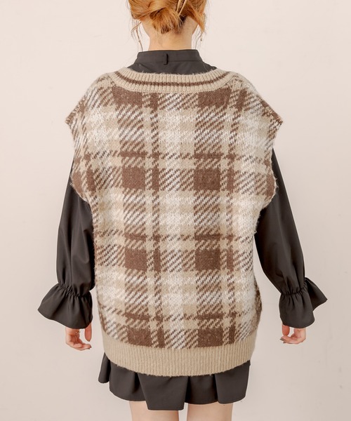 OLIVE des OLIVE（オリーブデオリーブ）の「Ｂｉｇベスト（ベスト・レディース・ブラウン/ミント/ラベンダー/アイボリー・FREE）」の5枚目の写真