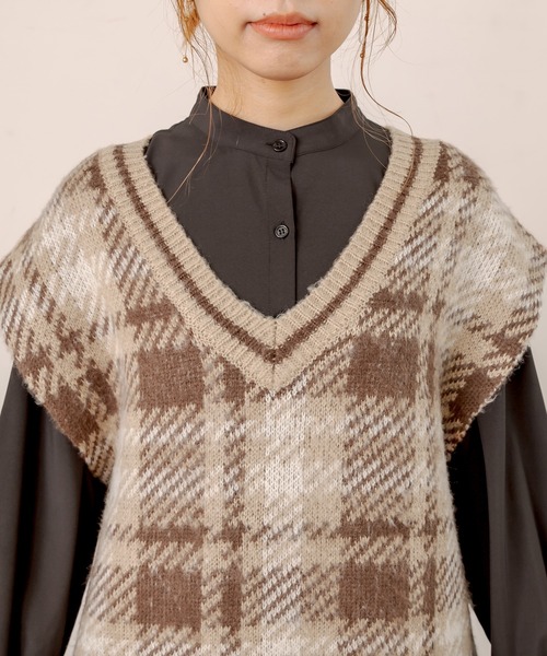 OLIVE des OLIVE（オリーブデオリーブ）の「Ｂｉｇベスト（ベスト・レディース・ブラウン/ミント/ラベンダー/アイボリー・FREE）」の7枚目の写真