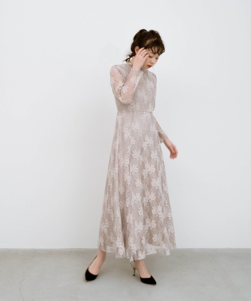 ☺︎　kaene レースメロウワンピース　38 kaene ドレス オールレースメロウワンピース「WEB限定」結婚式