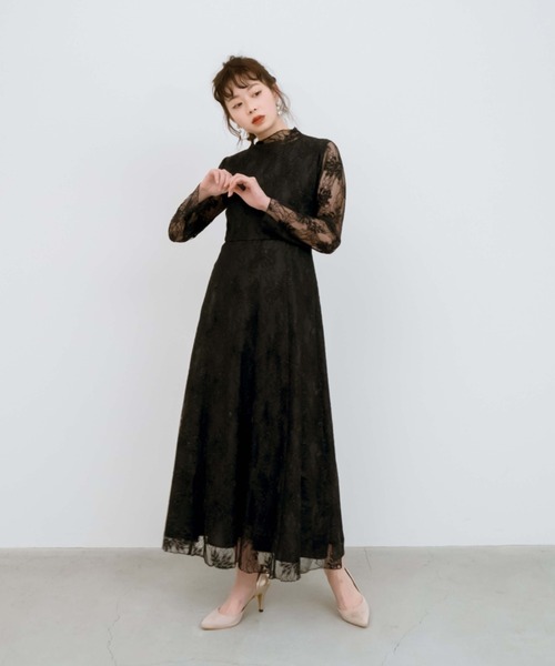 kaeneカエン＊総レースメロウワンピース　ドレス　結婚式　パーティー kaene ドレス オールレースメロウワンピース「WEB限定」結婚式