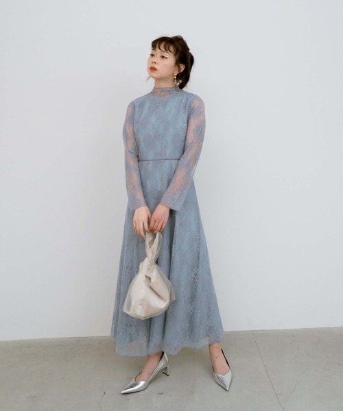 kaeneカエン＊総レースメロウワンピース　ドレス　結婚式　パーティー kaene ドレス オールレースメロウワンピース「WEB限定」結婚式