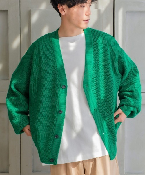 improves（インプローブス）の「ハイバルキー 片あぜ編み ニットカーディガン（カーディガン/ボレロ・メンズ・ダークブラウン/グレイッシュベージュ/ブラック/グリーン/ネイビー/チャコール・LARGE/MEDIUM/X-LARGE）」の5枚目の写真