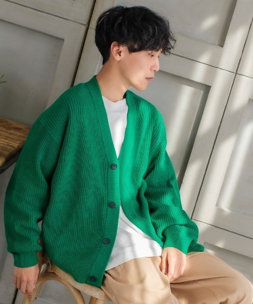 improves（インプローブス）の「ハイバルキー 片あぜ編み ニットカーディガン（カーディガン/ボレロ・メンズ・ダークブラウン/グレイッシュベージュ/ブラック/グリーン/ネイビー/チャコール・LARGE/MEDIUM/X-LARGE）」の16枚目の写真
