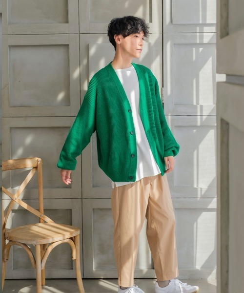 improves（インプローブス）の「ハイバルキー 片あぜ編み ニットカーディガン（カーディガン/ボレロ・メンズ・ダークブラウン/グレイッシュベージュ/ブラック/グリーン/ネイビー/チャコール・LARGE/MEDIUM/X-LARGE）」の12枚目の写真