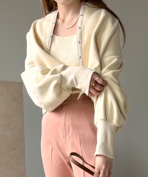 Bab(バブ)の「前後2WAYスウェットトップス(スウェット・レディース・アイボリー/ライトグレー/ライトグリーン・M)」の1枚目の写真