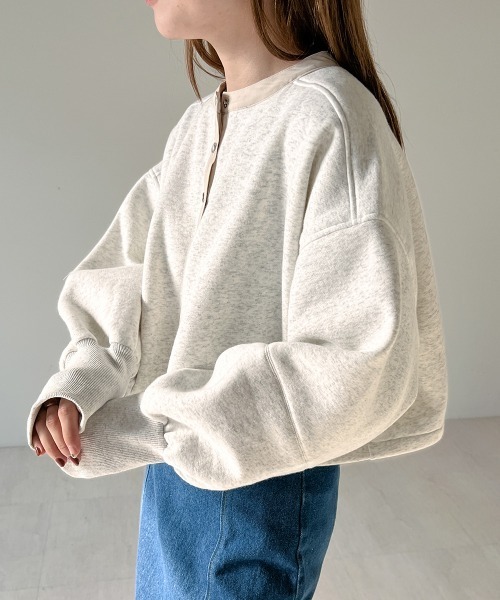 Bab(バブ)の「前後2WAYスウェットトップス(スウェット・レディース・アイボリー/ライトグレー/ライトグリーン・M)」の2枚目の写真