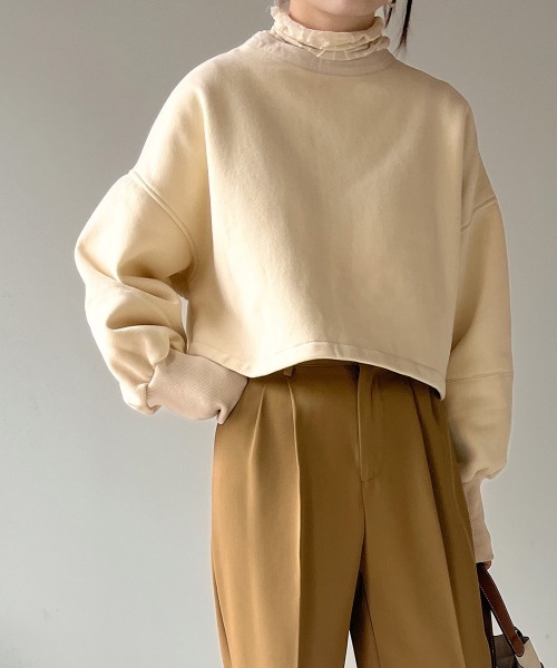 Bab(バブ)の「前後2WAYスウェットトップス(スウェット・レディース・アイボリー/ライトグレー/ライトグリーン・M)」の9枚目の写真