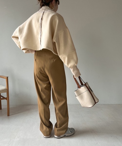 Bab(バブ)の「前後2WAYスウェットトップス(スウェット・レディース・アイボリー/ライトグレー/ライトグリーン・M)」の6枚目の写真