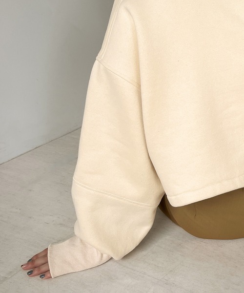 Bab(バブ)の「前後2WAYスウェットトップス(スウェット・レディース・アイボリー/ライトグレー/ライトグリーン・M)」の7枚目の写真